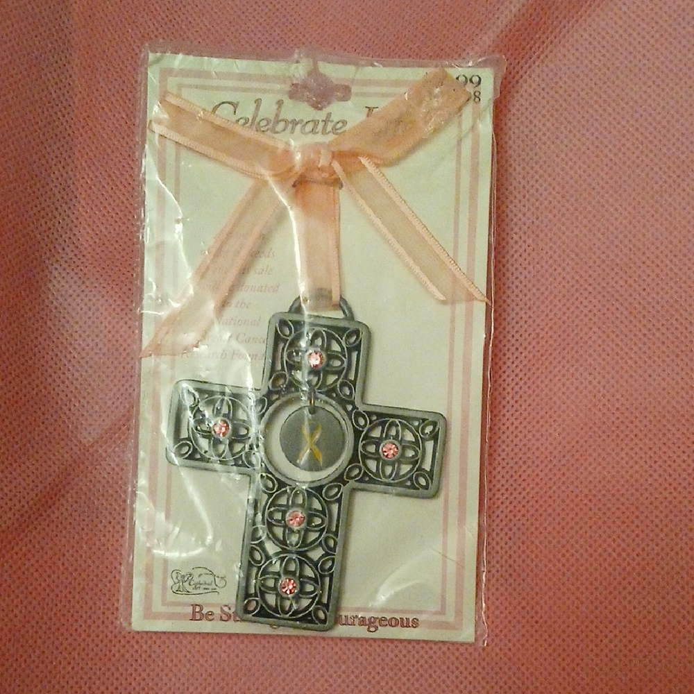 Hobby Lobby Black and Pink Cross Ornament